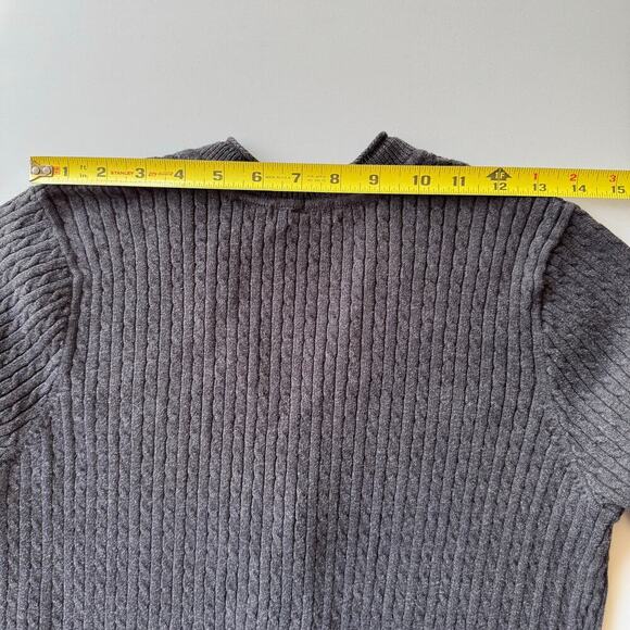 Jeanne Pierre Knit V Neck Cardigan Old Money Minimalist Preppy Gray Size Large - Picture 7 of 8